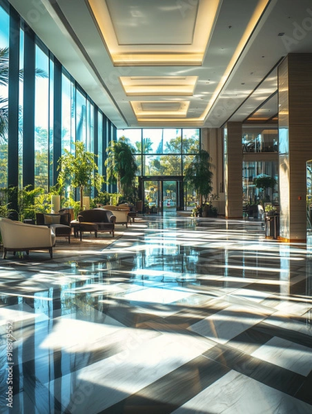 Obraz Elegant Hotel Lobby with Modern Interior Design