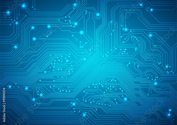 Fototapeta Technological vector background with a circuit board texture