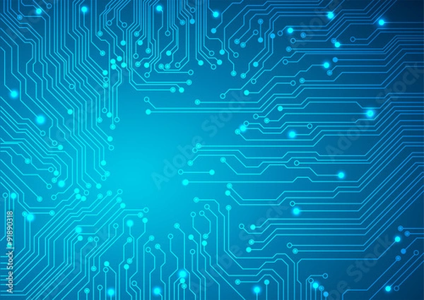 Fototapeta Technological vector background with a circuit board texture