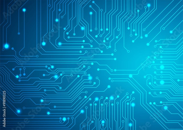 Fototapeta Technologiczne tło wektorowe z teksturą płytki drukowanej