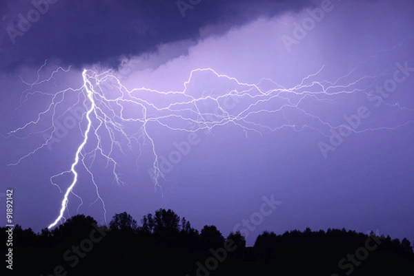 Obraz Lightning bolt at night