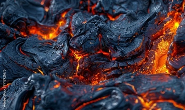 Obraz Molten rock cools and hardens, revealing mesmerizing patterns and hidden crystals