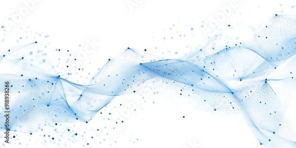 Fototapeta Array of particles flowing, dynamic sound wave. 3d vector illustration. mesh round dots, beautiful relaxing