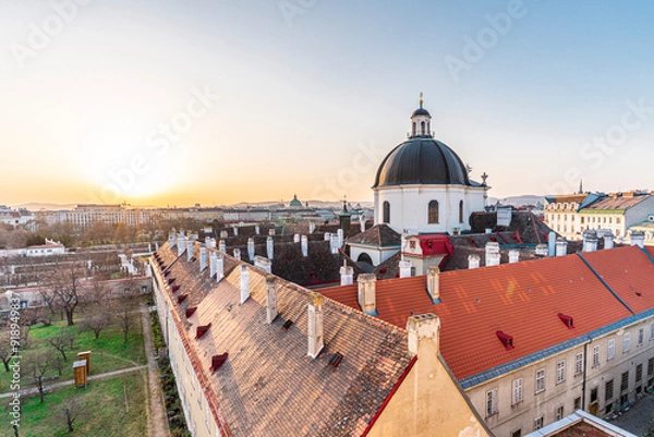 Obraz Sunset Rooftops over Vienna, Austria