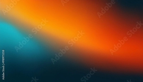 Fototapeta Teal orange black color gradient background, grainy texture effect, poster banner backdrop design. Generated image