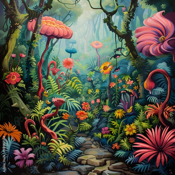 Fototapeta Colorful art of jungle