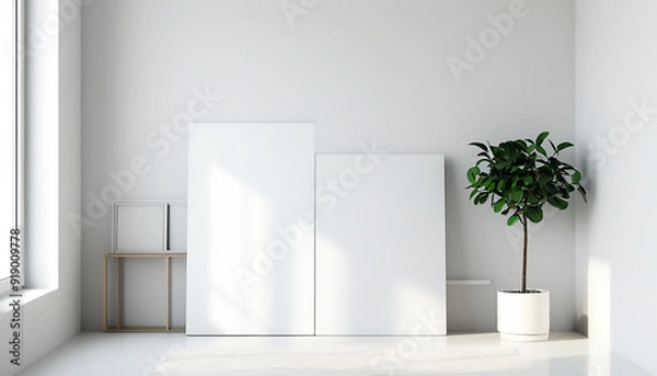 Fototapeta Studio illustration backgrounds, with a dominant minimalist white color