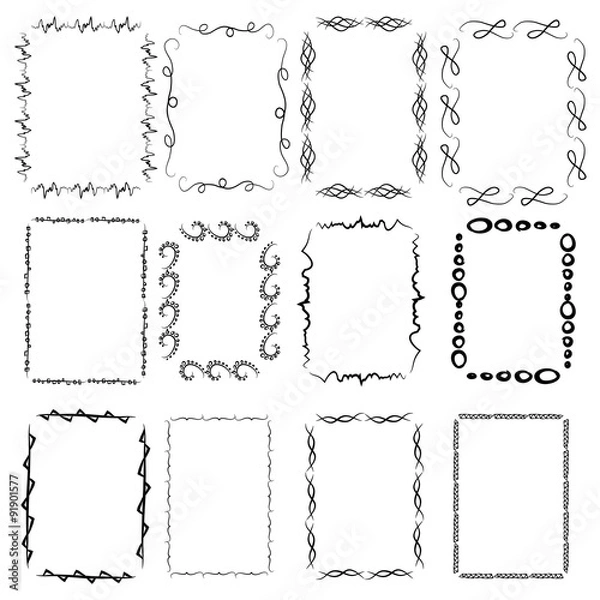 Fototapeta A set of twelve rectangular framework. Manual sketch.