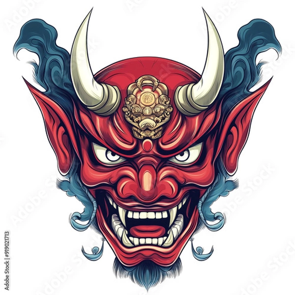 Obraz Japanese Oni Mask Vector Art with Transparent Background