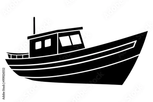 Obraz Boat icon silhouette vector illustration on a white background
