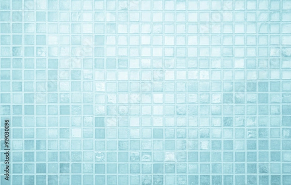 Fototapeta Abstract blue background with some smooth lines in it and some reflections of tile wall.