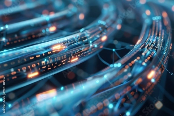 Fototapeta Network cable bundle for data transmission