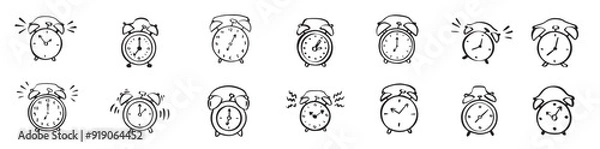 Fototapeta hand drawn doodle alarm different alarm vector illustration