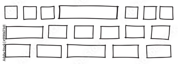 Fototapeta free outline hand drawn squares rectangles different sizes scribble rectangular frames set freehand
