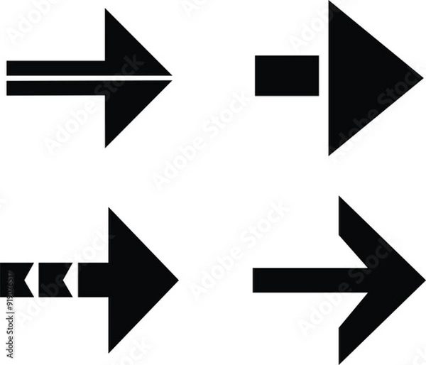Obraz Arrows set of black icons. Arrow icon. Arrow vector collection. Arrow. Cursor. Modern simple arrows. Vector illustration isolated on white with transparent background.