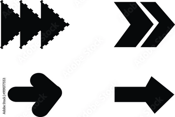 Fototapeta Arrows set of black icons. Arrow icon. Arrow vector collection. Arrow. Cursor. Modern simple arrows. Vector illustration isolated on white with transparent background.