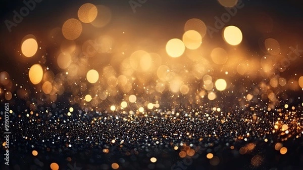 Fototapeta Sparkling golden bokeh background. Perfect for festive or celebratory designs.