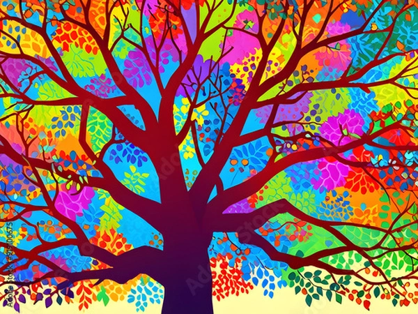 Fototapeta tree with leaves,Ai generated 