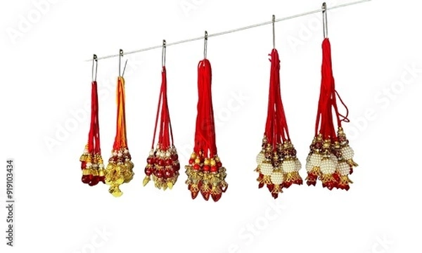 Obraz Rakhi For Sale, Colourful rakhis with blank space on white background