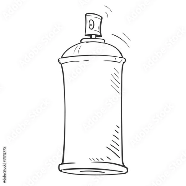 Obraz cartoon sketch spray can on white background
