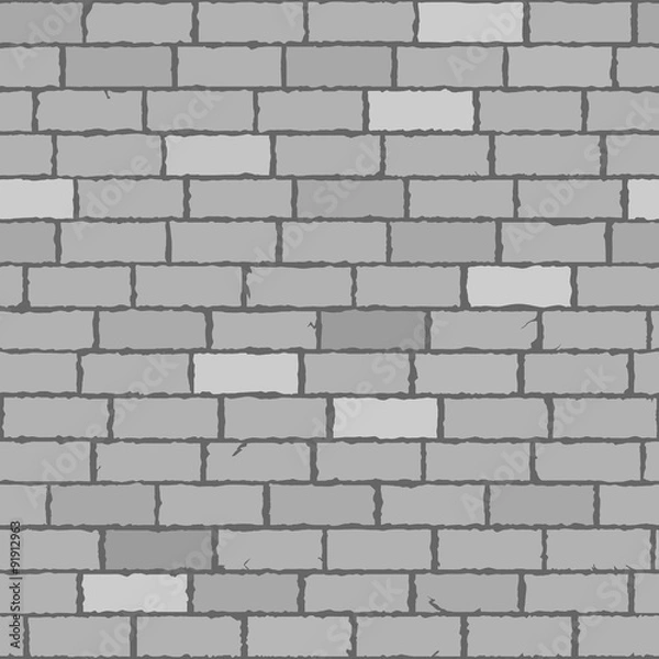 Obraz Seamless brick wall monochrome vector background