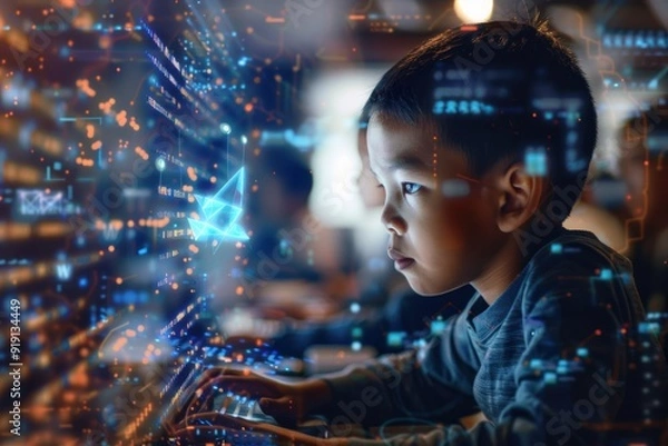 Fototapeta Education, Future Technology Innovation for Students and Students Learning, Artificial Intelligence System