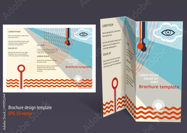 Obraz Brochure, booklet z-fold layout. Editable design template