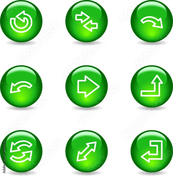 Obraz Arrows web icons, green glossy sphere series