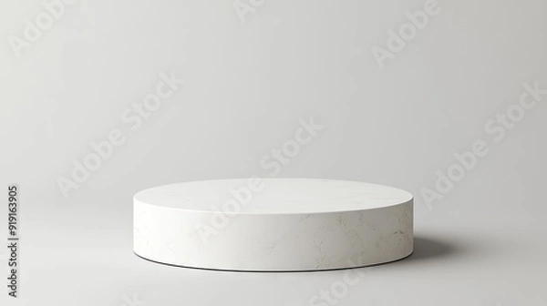 Fototapeta A round pedestal with a solid white background, perfect for clean and modern product presentations.