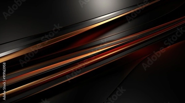 Fototapeta Abstract background with black, gold and red lines.
