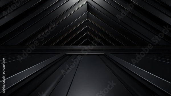 Fototapeta Abstract black geometric background with a platform.