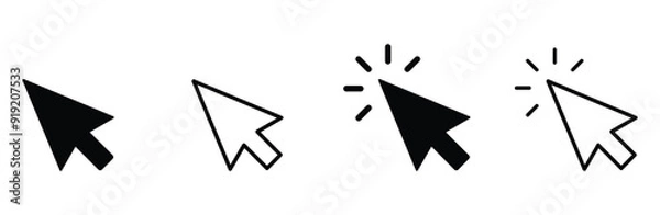 Fototapeta Click icon set  arrow cursor mouse pointer clicking vector sign symbol collection