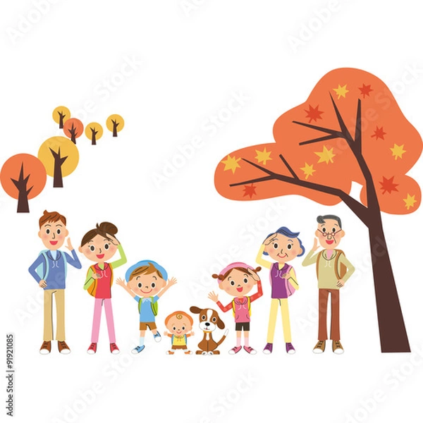 Fototapeta 家族三世代で秋の行楽