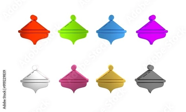 Fototapeta Colorful Hanukkah dreidel icon isolated on white background. Minimalism concept. 3D render illustration