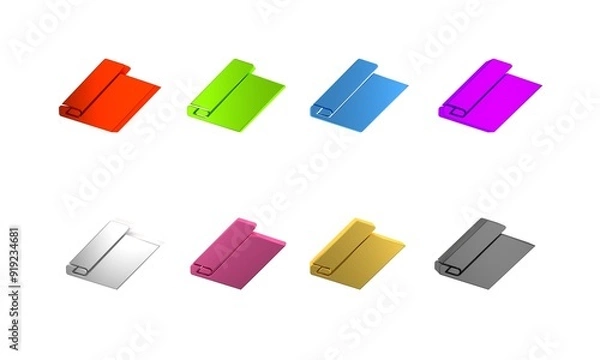 Obraz Colorful Textile fabric roll icon isolated on white background. Roll, mat, rug, cloth, carpet or paper roll icon. Minimalism concept. 3D render illustration