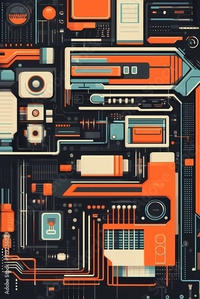 Obraz Abstract technological background with geometric shapes and lines.