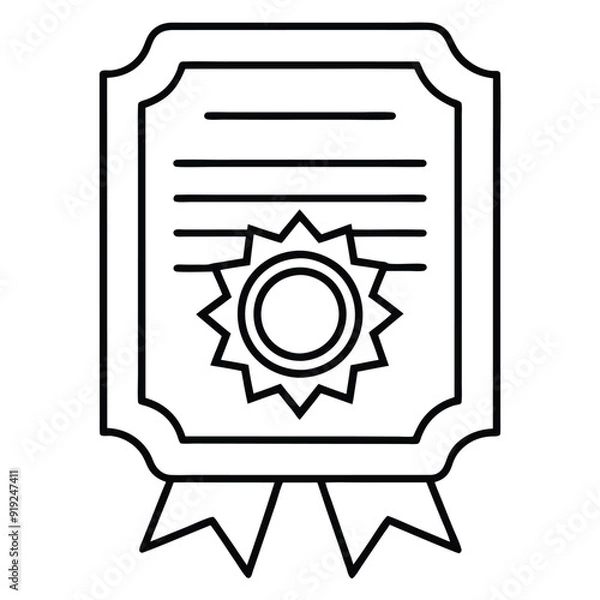 Obraz High Detail Maximalist Diploma Certificate Illustration on White Background