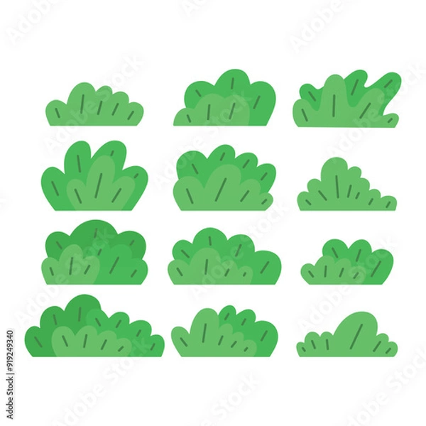 Fototapeta hand drawn grass set elements with green isolated in white