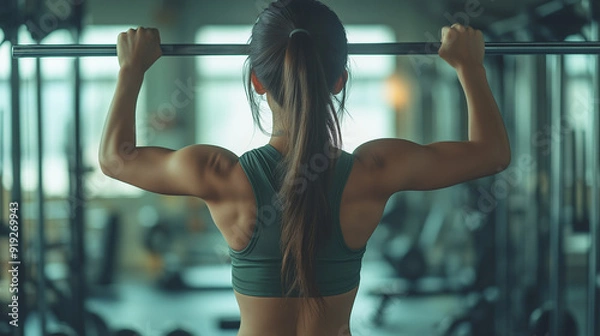 Fototapeta 背中のトレーニングをする女性