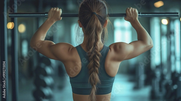 Fototapeta 背中のトレーニングをする女性