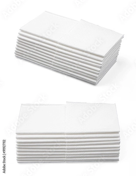 Obraz Stack of folded disposable paper tissues on white background