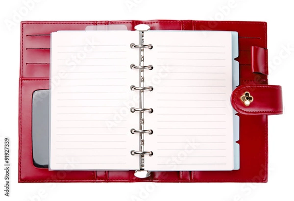 Obraz Open blank red leather planner
