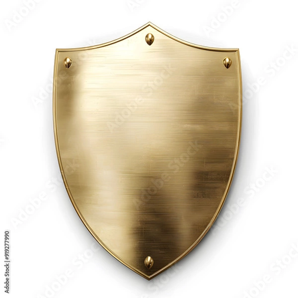 Fototapeta Golden Metallic Shield: Symbol of Personal Security and Protection