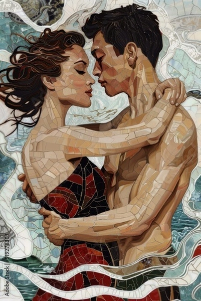 Fototapeta Elegance in Movement: An Artistic Swimming Duet