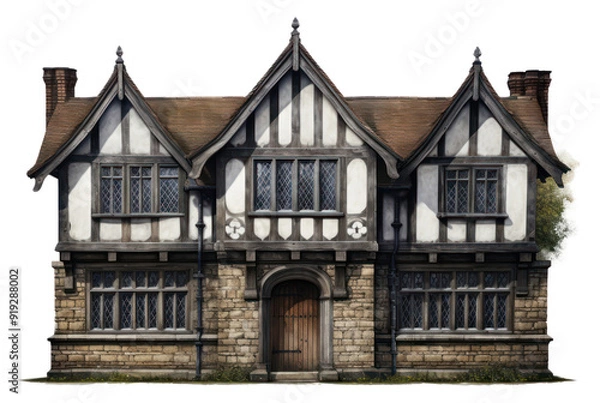 Fototapeta PNG Tudor architecture building window.
