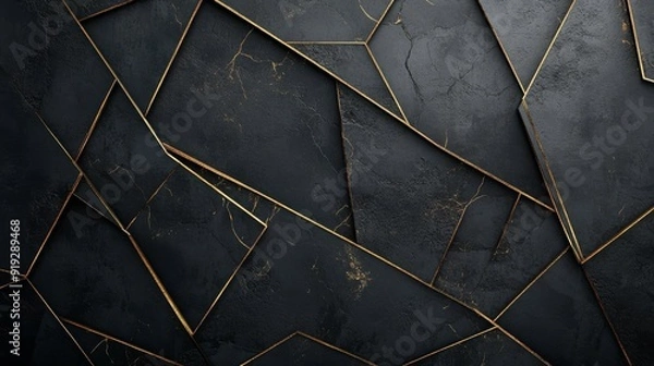 Fototapeta Abstract Black and Gold Geometric Pattern