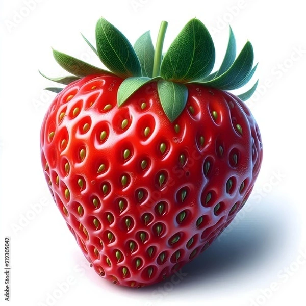 Obraz Photo of fresh, sweet, ripe, red strawberry isolated on white background