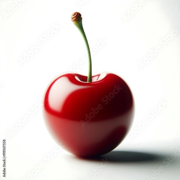 Fototapeta Photo of fresh, sweet, ripe, red cherry isolated on white background
