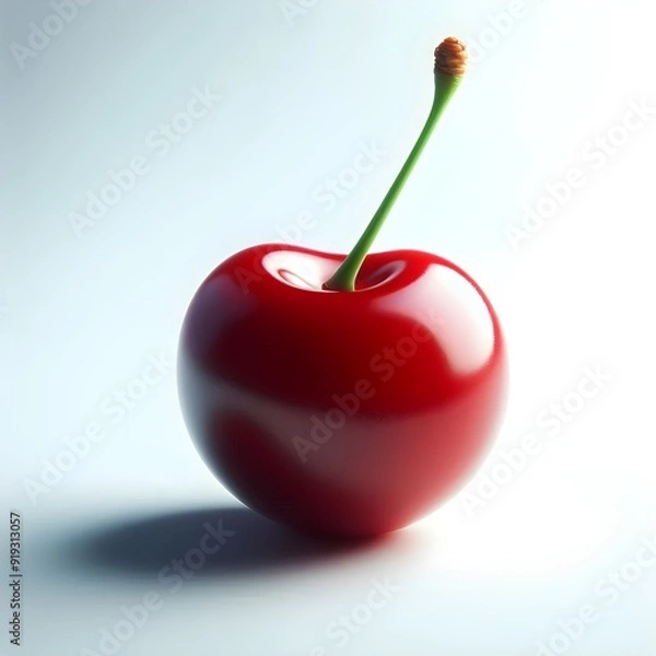 Fototapeta Photo of fresh, sweet, ripe, red cherry isolated on white background