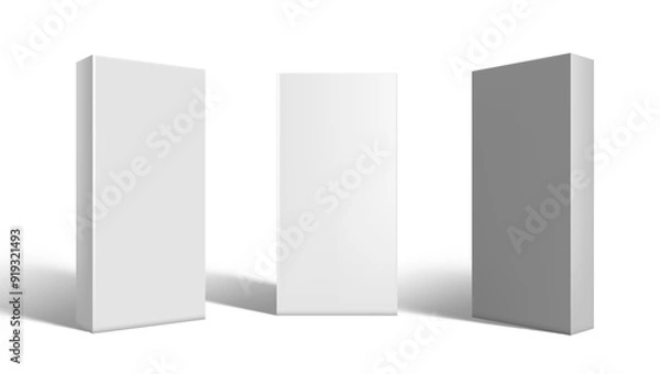 Fototapeta 3D Cardboard Boxes Set. Front And Half Side View